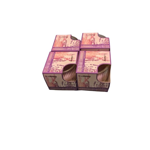 True Living Candles LAVENDER 4 x 3 oz Round trueliving 1 Wick Candles NEW - Picture 2 of 6
